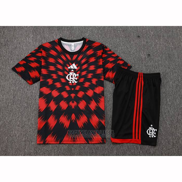 Fato de Treino Flamengo Manga Curta 2025-2026 Preto Vermelho - Calcas Curta